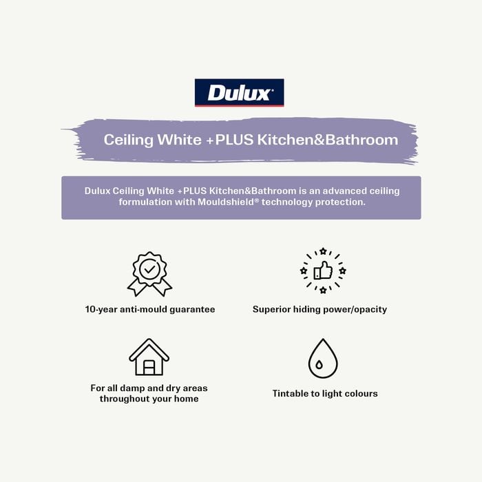 Dulux 2L White Ceiling +PLUS Kitchen And Bathroom Paint - Bunnings ...