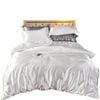 Anycozy White AU Single 3-Pc Satin Duvet Cover Set Luxury Silky Soft Polyester Bedding