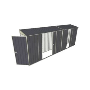 Build-a-Shed 0.8 x 5.2 x 2m Hinged Door Tunnel Shed with Double and Single Sliding Side Doors - Grey