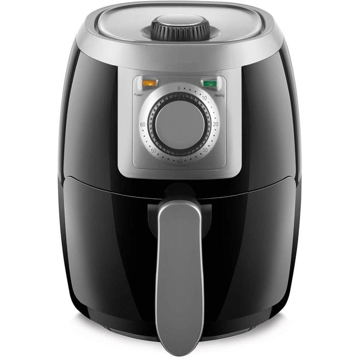 Compact 2L Air Fryer, 1000W Power, 60-Min Timer, No Oil, Dishwasher-Safe, Black