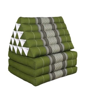 Jumbo Thai Triangle Pillow 3 Fold - Handmade Kapok Daybed Cushion - Green
