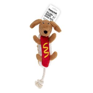 Happy Tails Hot Dog Plush Rope Dog Toy