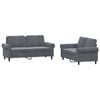 vidaXL Sofa Set with Cushions 2-Seater Sofa Couch 2 Piece Dark Grey Velvet