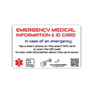 Smart Nfc Emergency Medical Alert Id Information Card With Passive Geolocation Tracking System