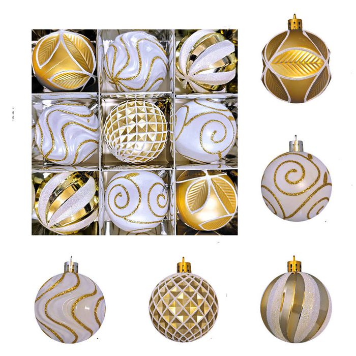 Catzon 9 Pcs Christmas Balls 6CM Shatterproof Ornaments for Home Party Holiday-Set 3