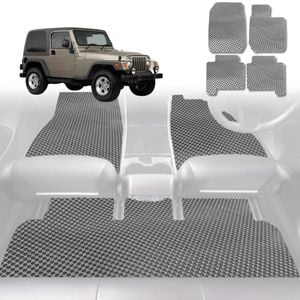 6D Diamond Car Floor Mats for Jeep Wrangler 1996-2006-Full Set-Grey-Outback GT