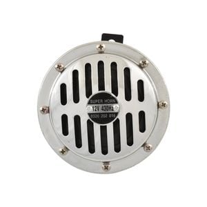 Round Disc Car Horn, High Frequency, 1950's Bosch Style 12v Chrome