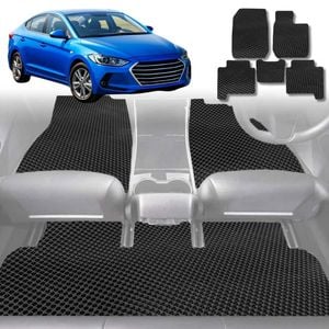 6D Diamond Car Floor Mats for Hyundai Elantra 2016-2020-Full Set-Black-Outback GT