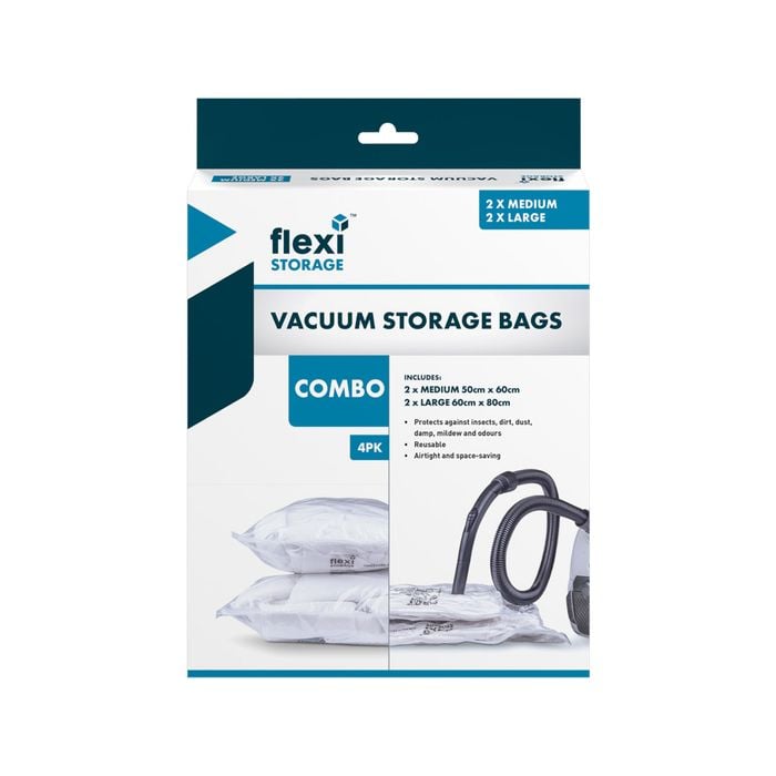 Flexi Storage Wardrobe Medium And Large Vacuum Bags - 4 Pack
