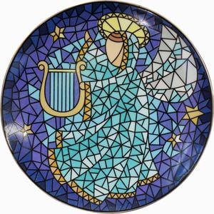 LVD 15x15cm Porcelain Christmas Angel Cake Plate Kitchen Decor - Blue