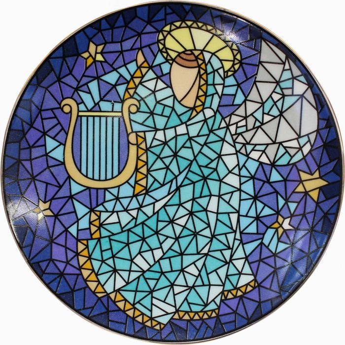 LVD 15x15cm Porcelain Christmas Angel Cake Plate Kitchen Decor - Blue
