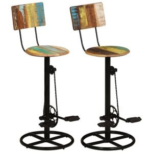 vidaXL 2x Bar Stools Reclaimed Kitchen Bar Chair Seat Furniture
