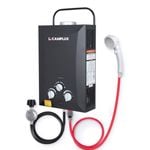 Camplux 8L Portable LPG Gas Water Heater with ECO & Full Knob - Black