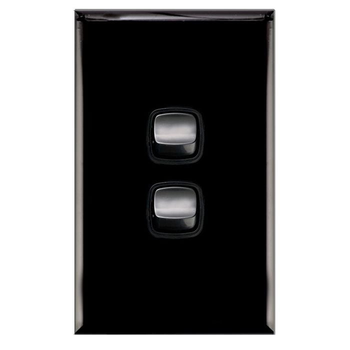 HPM Excel 2 Gang Light Switch - Black