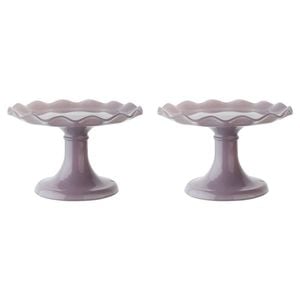 2PK Ecology Soda Lime Glass Ruffle Fluted Edged Cake Stand 20 x 12.5cm Iris