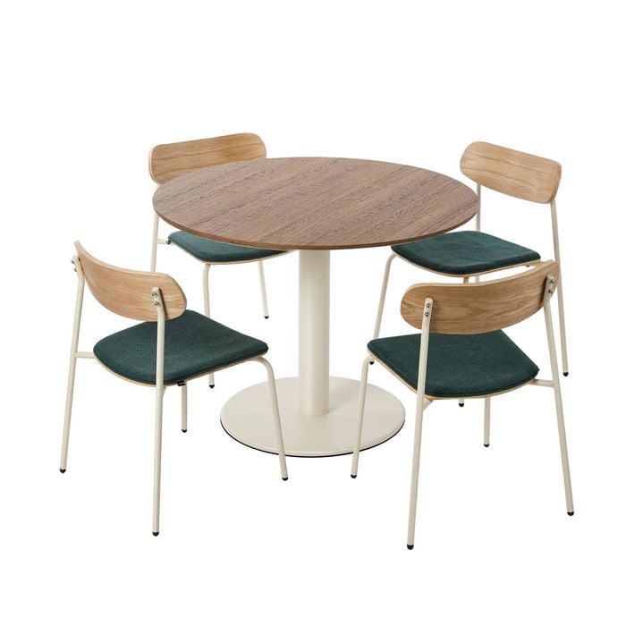 Oikiture Dining Table Set 100cm Round Dining Table And Chairs Green