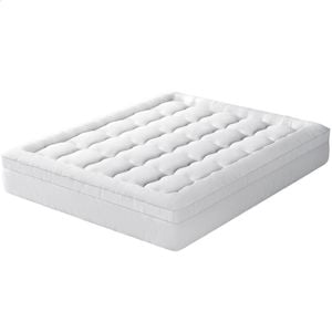 STARRY EUCALYPT Mattress Topper Bamboo White Pillowtop Protector Cover Pad Queen 7cm