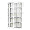 FORET 5-Tier Bamboo Display Cabinet Acrylic Doors White