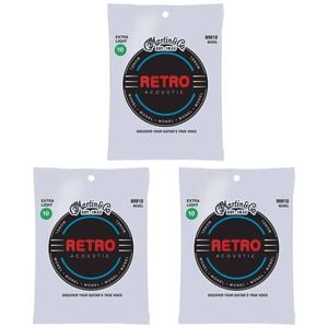 3PK Martin Guitar MM10X Retro Acoustic 6 Strings Monel WD Extra Light