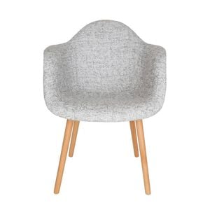 Sk designer living | replica eames daw hal inspired chair | fabric & natural - textured light grey