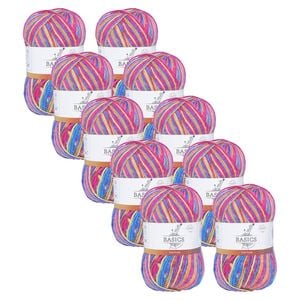 10x Malli 100g Blend Basic Poly/acrylic Tutti Frutti Multi Colour Yarn
