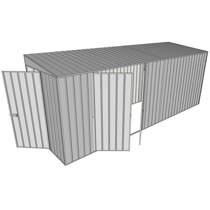 Build-a-Shed 1.5 x 5.2 x 2m Double Hinged Side Door Skillion Shed - Zinc