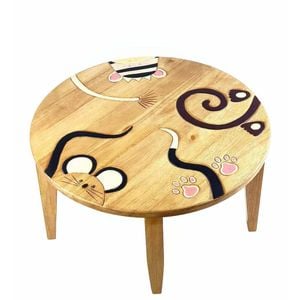 Kids Wooden Table - Animal Tails Design - Handmade Solid Timber