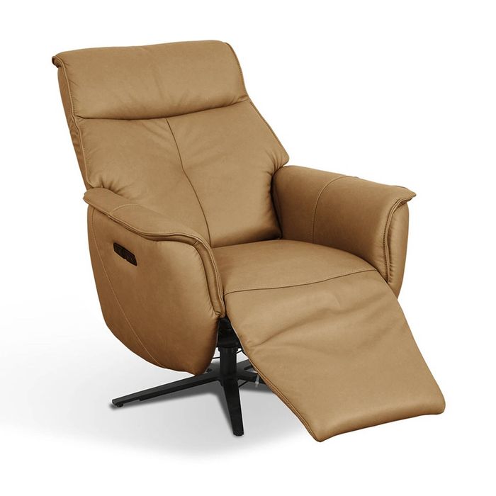 1825 Interiors Vance Leather Recliner Powered Swivel Chair Furniture Tan
