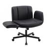Artiss Cross Legged Office Chair PU Leather Swivel Vanity Chair Wide Seat Adjustable Arms Black