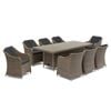 FurnitureOkay Liverpool 9-Piece Wicker Outdoor Dining Setting (Rectangle) - Charcoal Cushion