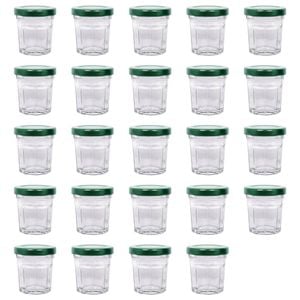 Argon Tableware Glass Jam Jars with Green Lids - 30ml - Pack of 24