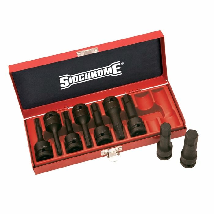 Sidchrome 1/2" Drive In-Hex AF Impact Socket Set - 9 Piece