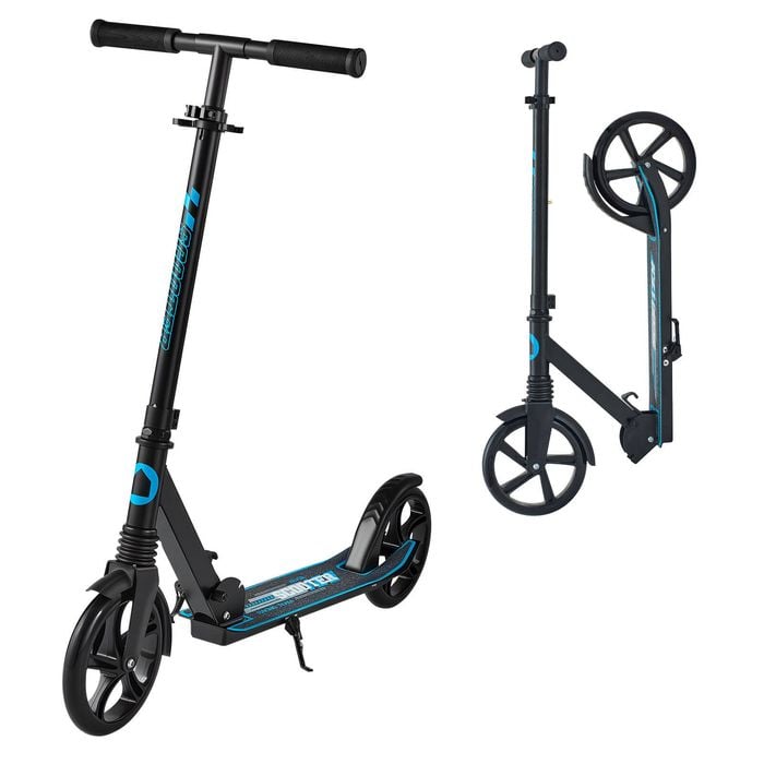 VEVOR Kick Scooter Black Blue 2 Wheels with Adjustable Height Handlebar Anti-Slip Deck for Kids Ages 8+