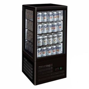 Thermaster Four-sided Countertop Beverage Display Fridge Black  - Countertop Display Fridges (tcbd78b)