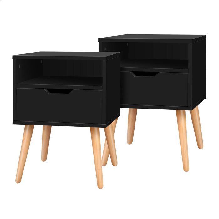 ALFORDSON 2x Bedside Table Black