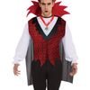 Rubie's Vampire Deluxe Costume Shirt With Cape Tween Halloween Grey Red