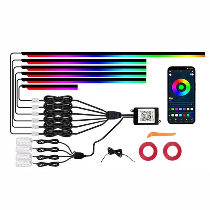 Catzon 10in1 Acrylic Interior Car Led Strip Light Ambient Lighting For Suv Truck