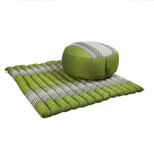 Handmade Zafu & Zabuton Meditation Set - Organic Kapok Round Cushion and Mat for Posture Support