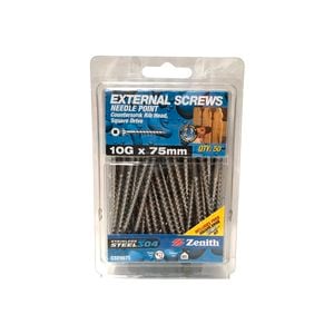 Zenith 10G x 75mm Stainless Steel 304 Square Drive External Screw - 50 Pack