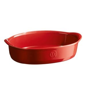 Emile Henry 28cm Ceramic Oven Baking Dish Oval Small Burgundy