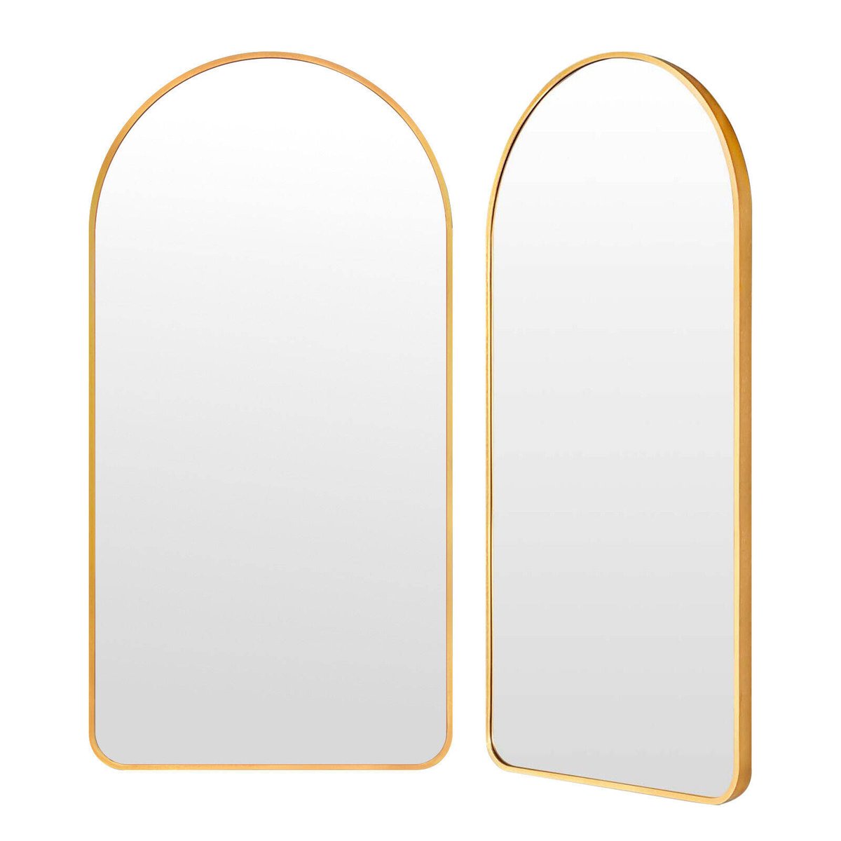2 Set La Bella Gold Wall Arch Mirror Arc Aluminum Frame Makeup Decor