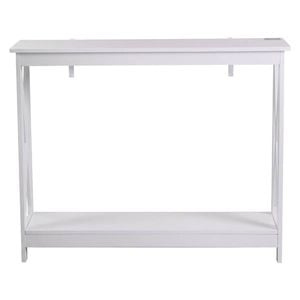 HOMFURN 100cm Narrow Console Table, White X-Frame 2-Tier Entryway Sofa Table