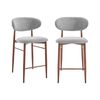 Design Square Set Of 2 Wirrin Fabric Cushioned Kitchen Counter Bar Stools Wooden Frame Grey