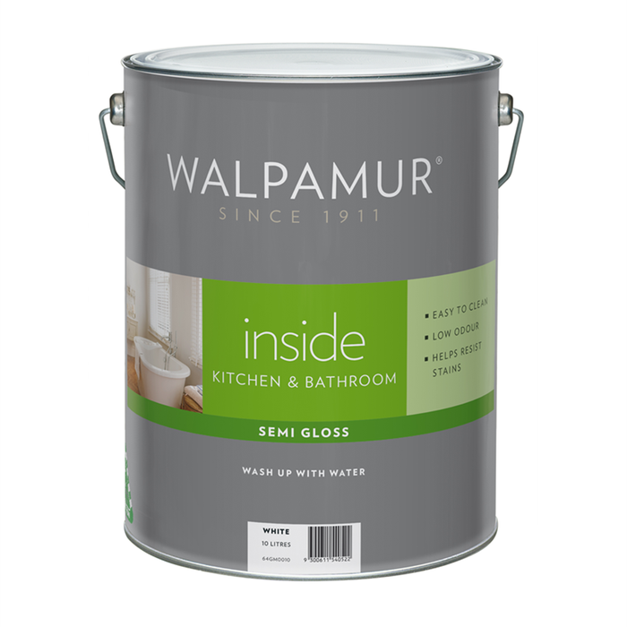 Walpamur Inside 10L White Semi Gloss Interior Paint