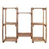P&P Brown Pine 8 Tier Plant Stand with Stylish Ladder Design for Indoor Balcony and Garden Decor