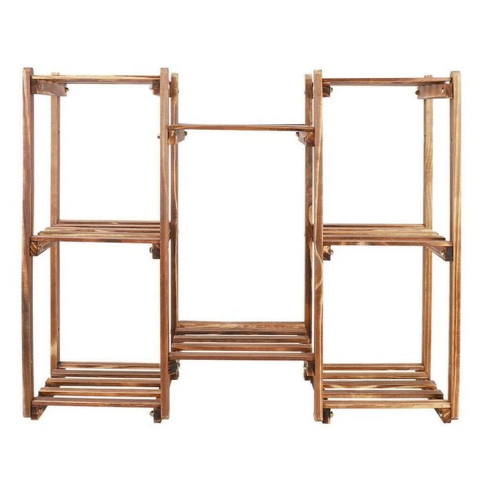 P&P Brown Pine 8 Tier Plant Stand with Stylish Ladder Design for Indoor Balcony and Garden Decor