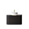 Attica  750mm Black Oak Bentwood Wall Hung Curve Vanity With Carrara Top