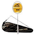 HUNDRED Viper 900 Carbon Fibre Strung Badminton Racket with Full Racket Cover (White/Blue) | For Intermediate Players