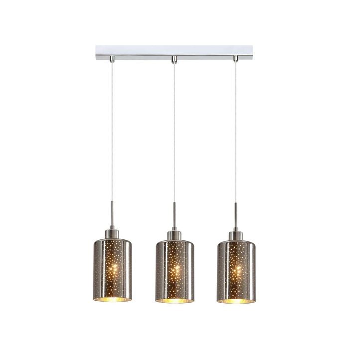 CLA Lighting ESPEJO3 Interior Iron & Chrome Glass with Dotted Effect Oblong Pendant Light- 3 lits Straight