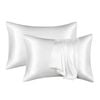 Catzon 2 Pcs Satin Pillowcases with Envelope Closure for Hair and Skin 51X66cm-Pure White